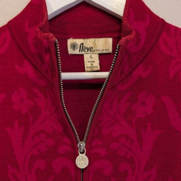 Neve Designs 100% Wool Paisley Full Zip Sweater Winter Layer SKi Gear - Size S - Picture 6 of 10